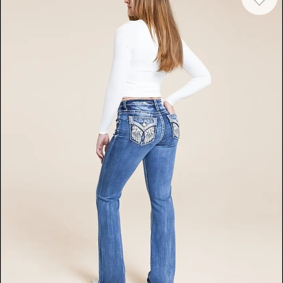 Miss Me Denim - Miss Me Blue Boot Cut Jeans with Embroidery 18W X 32L
